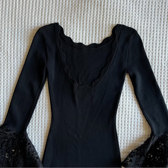 Sachin & Babi - Kochi Scoop-Back Fitted Midi Cocktail Dress w/ Lace - Jet Black - Picture 14 of 15